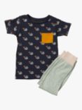 Little Green Radicals Baby Cotton Whale Print T-Shirt & Joggers Set, Blue