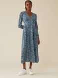 Finery Carrie Floral Print Midi Dress, Blue