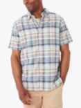 FatFace Madras Linen Blend Short Sleeve Check Shirt, Mint/Multi