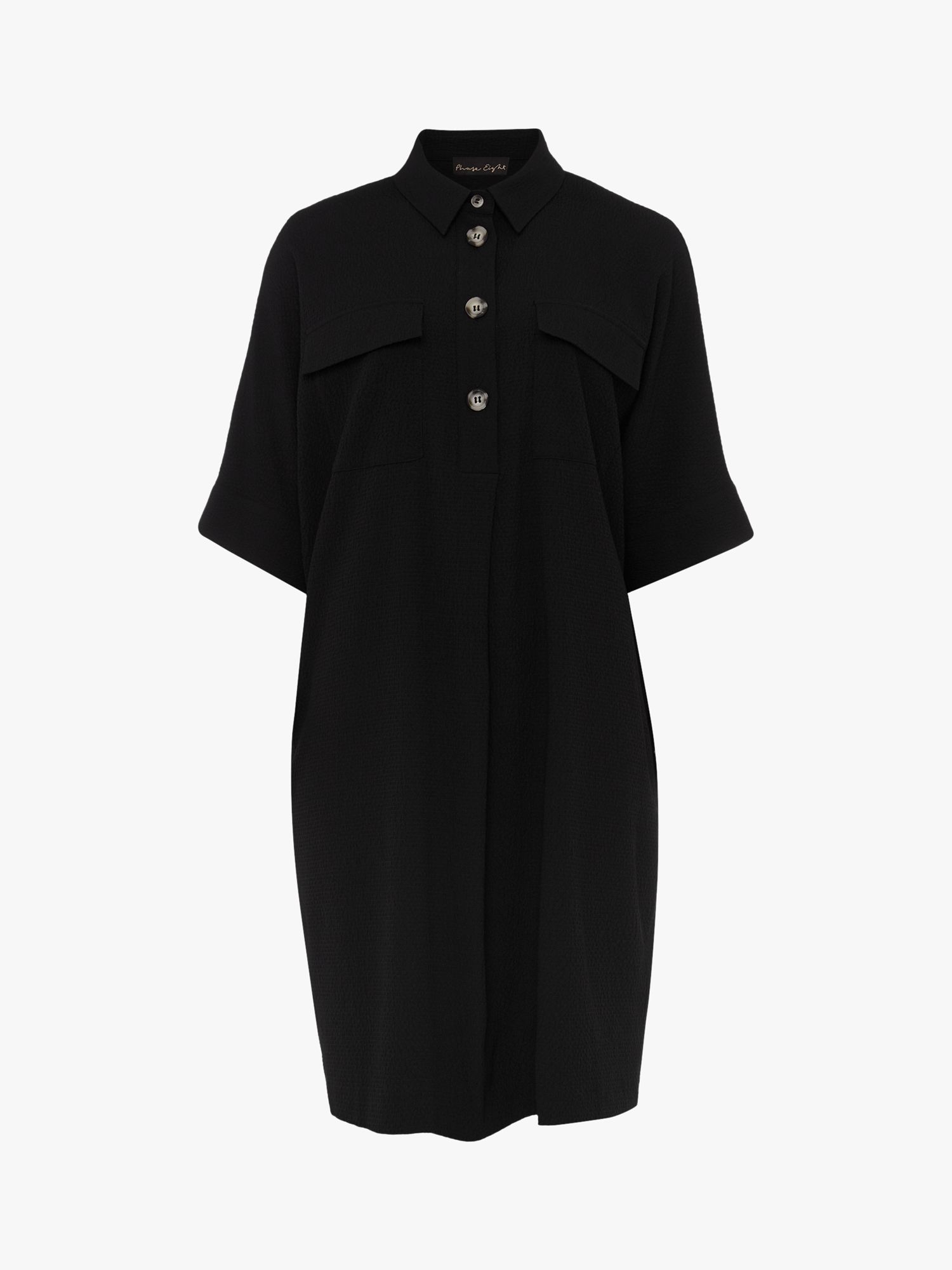 Phase Eight Faye Textured Tunic Dress, Black at John Lewis & Partners