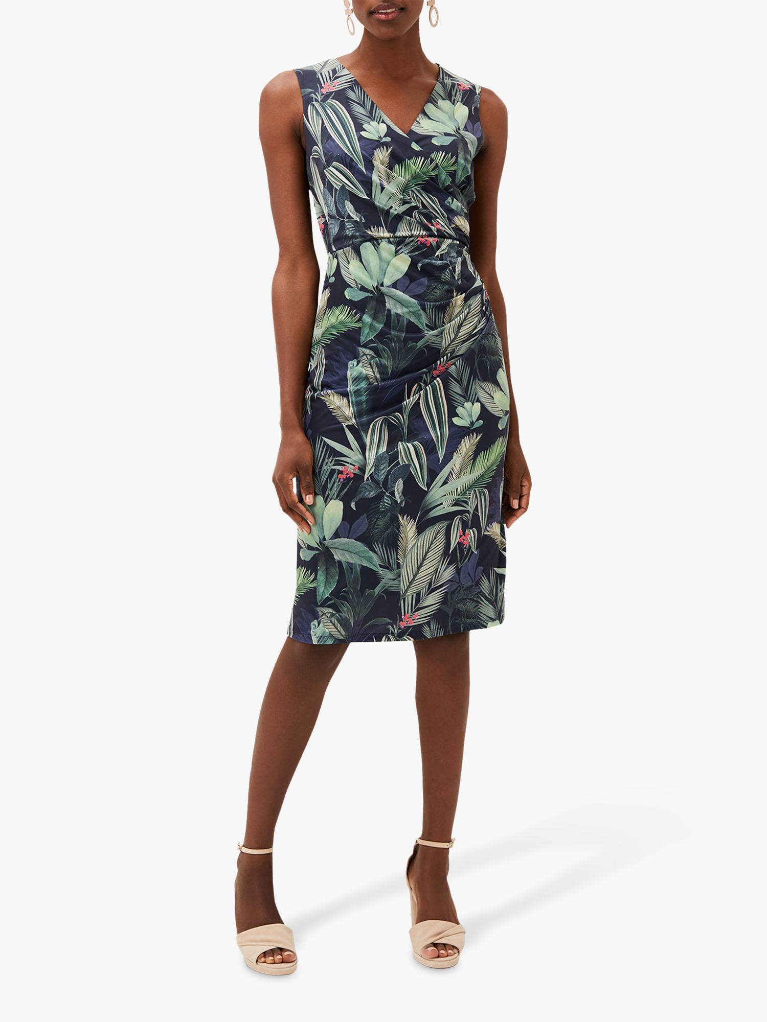 Phase Eight Maya Palm Print Dress, Navy/Multi at John Lewis & Partners