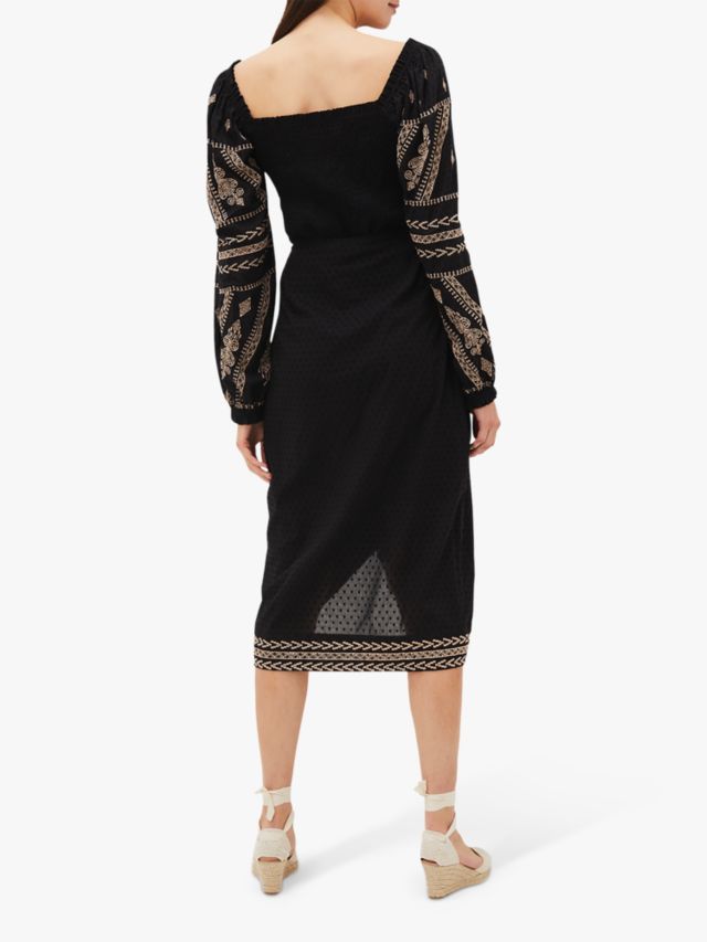 Phase Eight Debby Embroidered Skirt, Black, 8