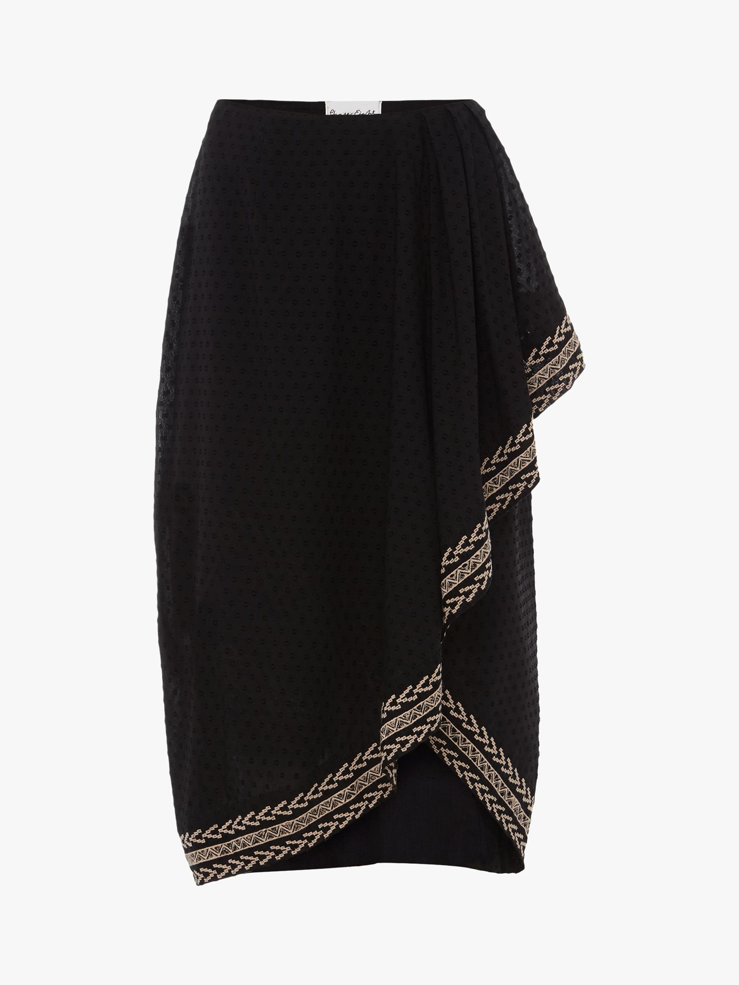 Phase Eight Debby Embroidered Skirt, Black at John Lewis & Partners