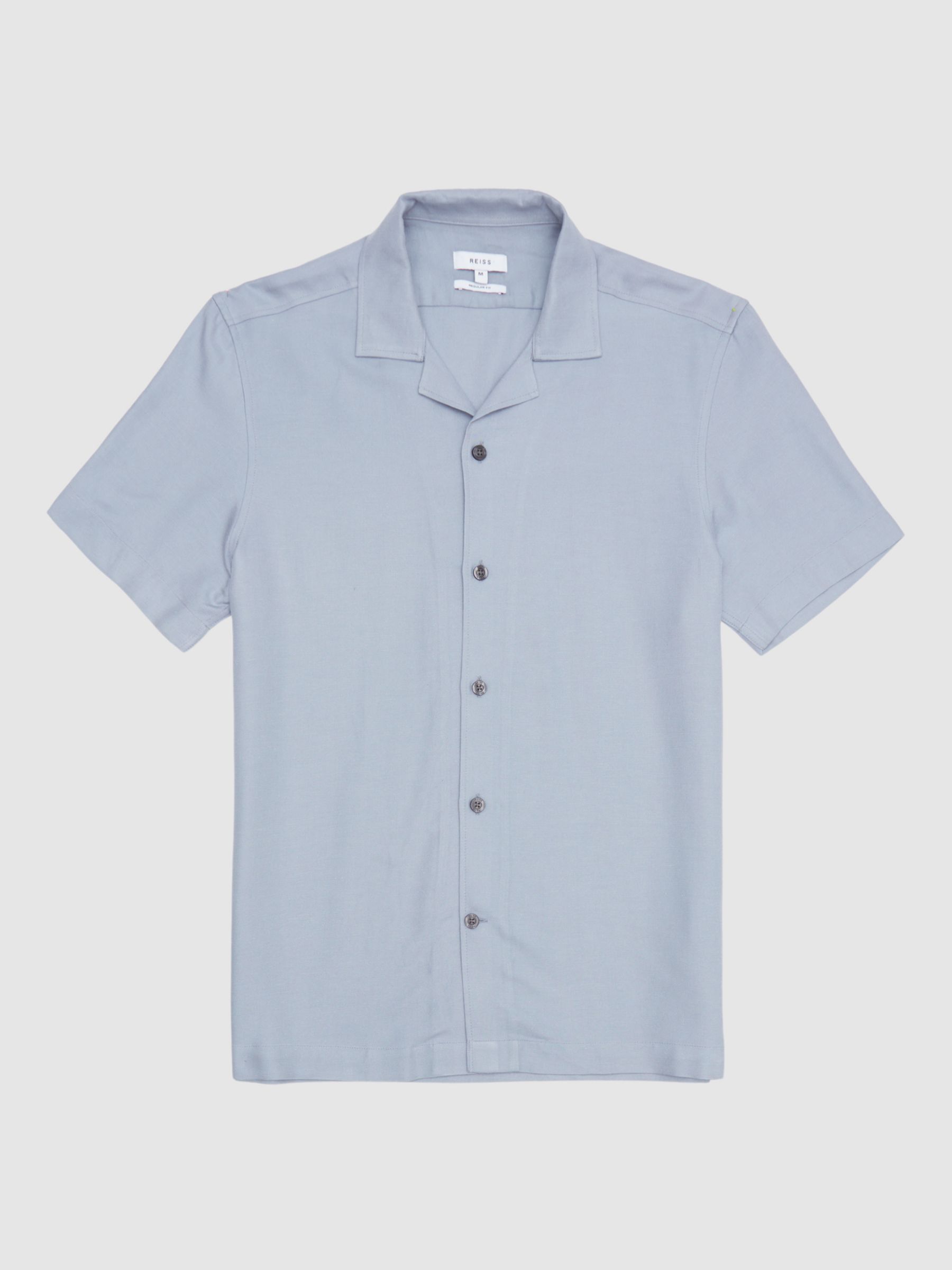 Reiss Max Cuban Collar Linen Blend Shirt