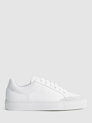 Reiss Ashley Leather Low Top Trainers, White at John Lewis & Partners