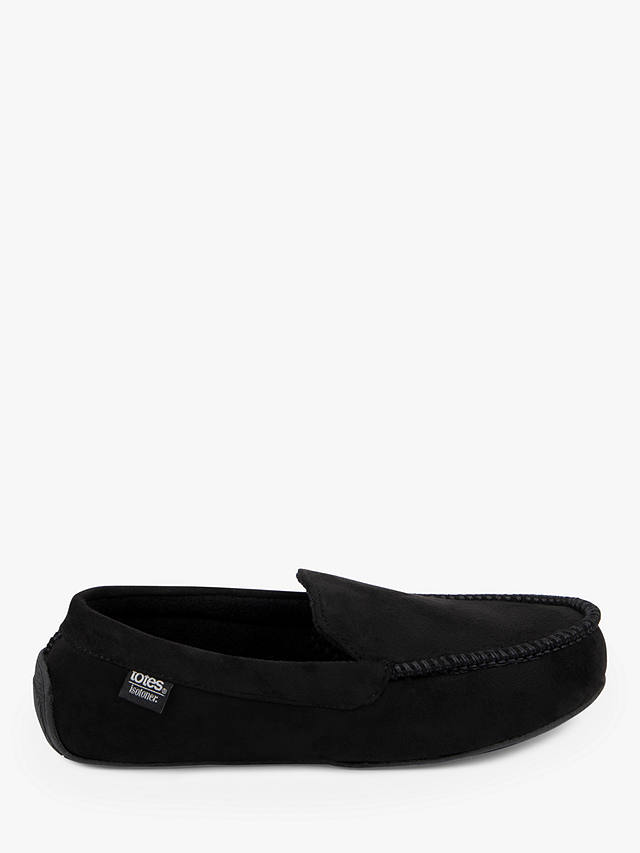 totes Pillowstep Driving Moccasin Slippers, Black/Grey