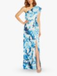 Adrianna Papell Floral Metallic Maxi Dress, Blue/Multi