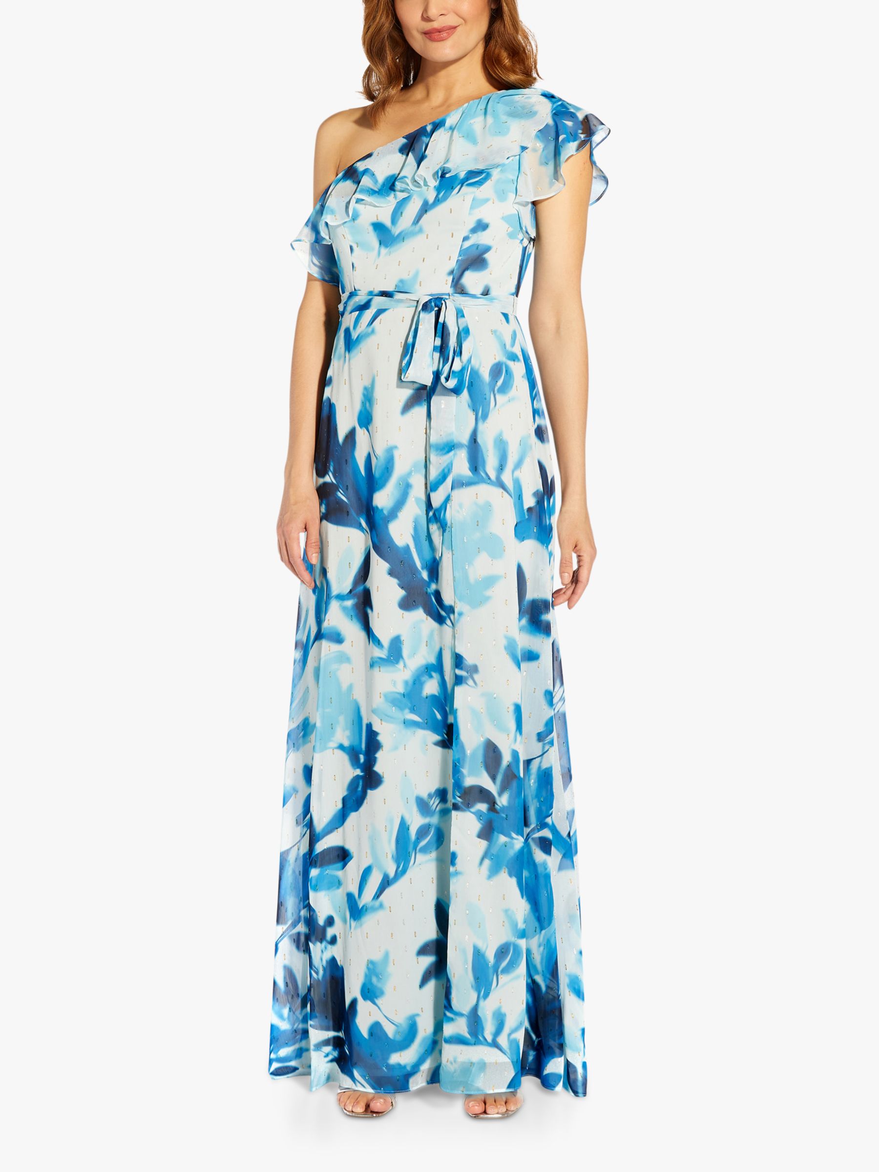Adrianna Papell Floral Metallic Maxi Dress, Blue/Multi at John Lewis ...