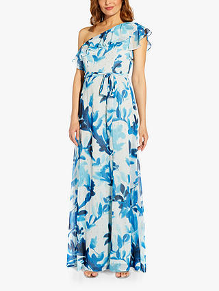 Adrianna Papell Floral Metallic Maxi Dress, Blue/Multi