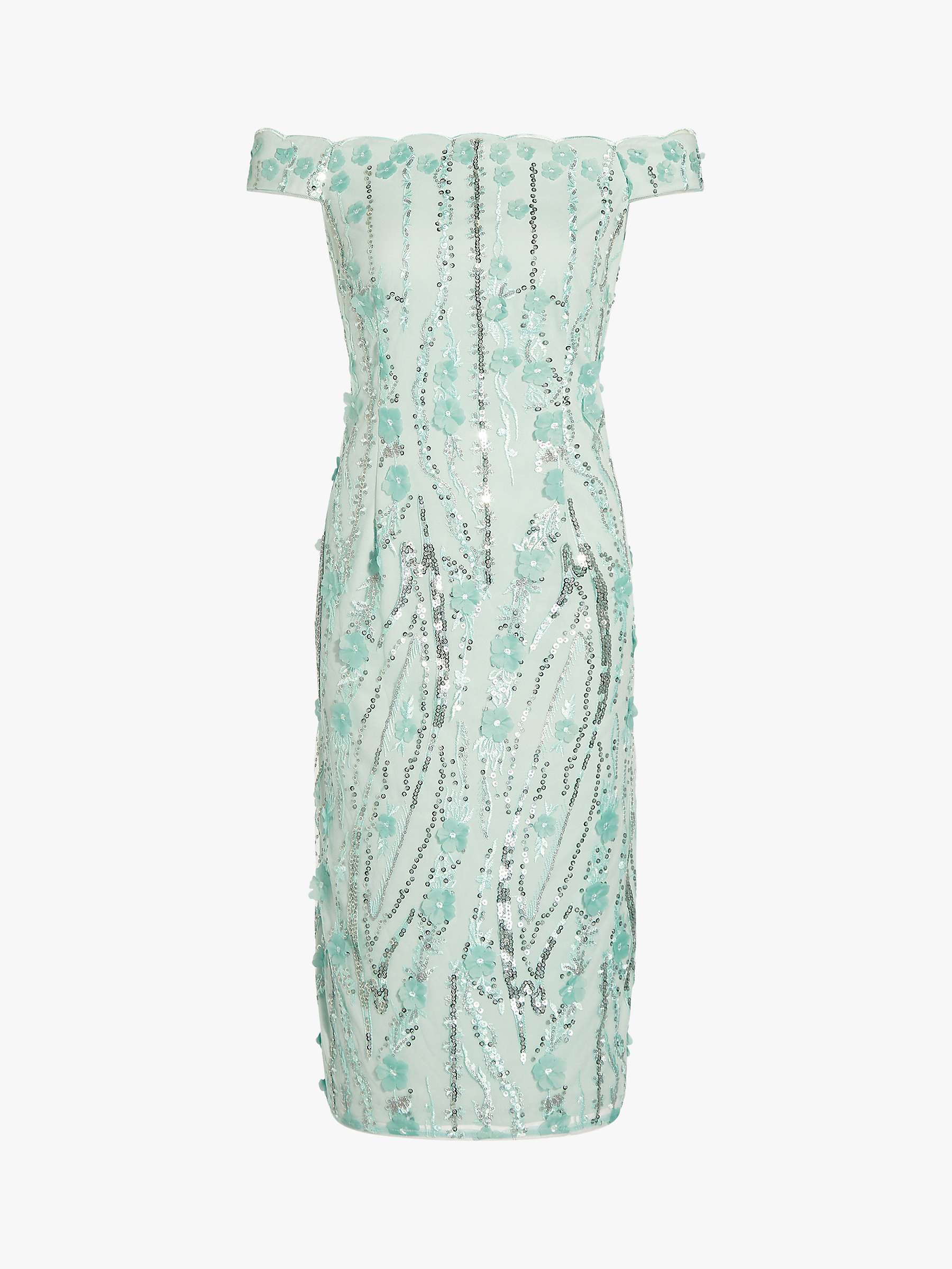 Adrianna Papell Embroidered Off Shoulder Tailored Dress, Sea Glass at ...