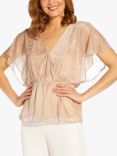 Adrianna Papell Floral Metallic Mesh Top, Rose Gold