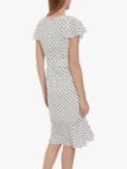 Gina Bacconi Fina Georgette Spot Wrap Dress, Off White/Black