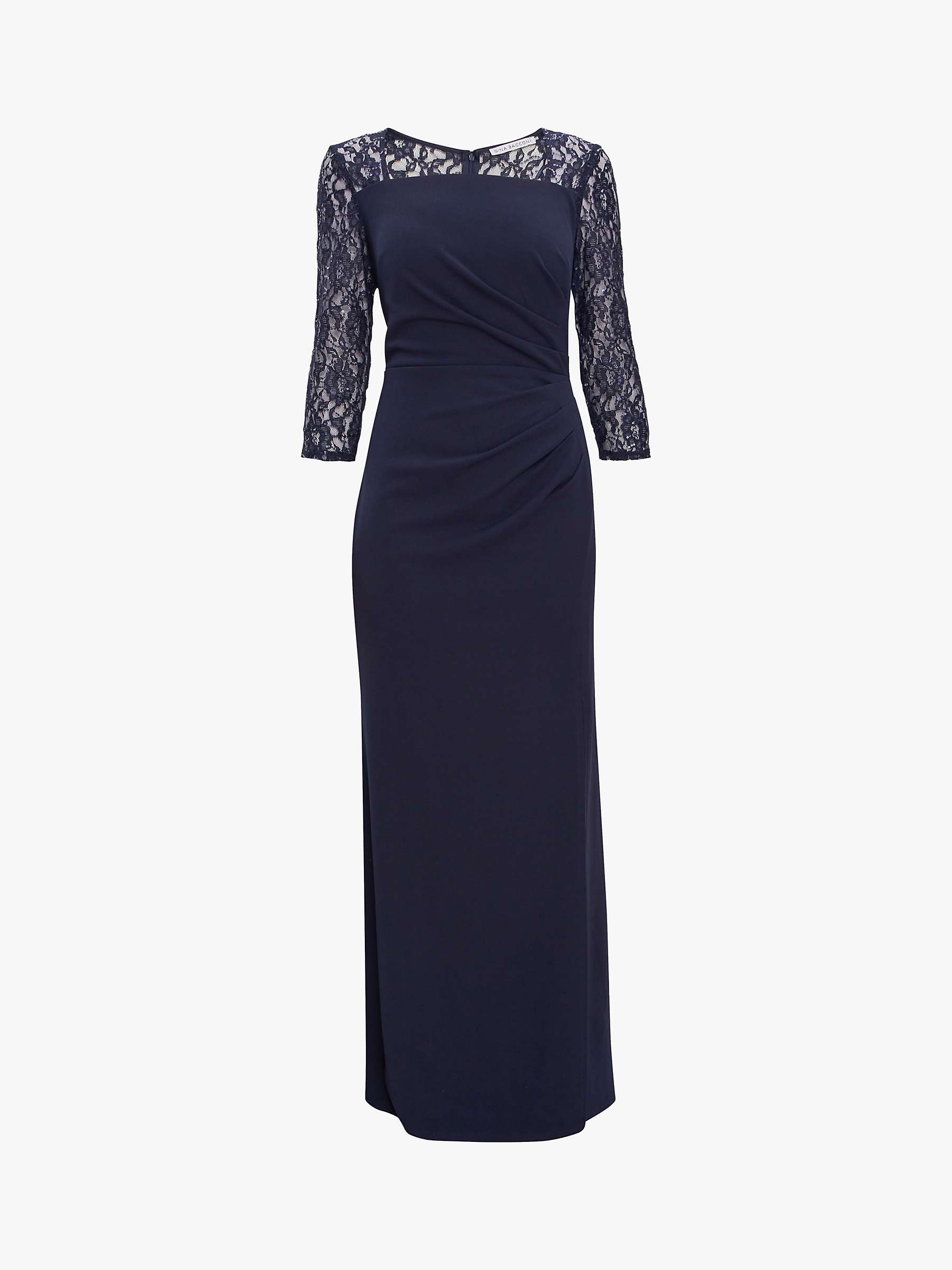Buy Gina Bacconi Una Floral Lace Sleeve Maxi Dress, Navy Online at johnlewis.com