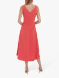 Gina Bacconi Pilar Moss Crepe Sleeveless V-Neck Midi Dress, Orange Red