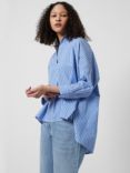 French Connection Side Split Check Blouse, Blue/White