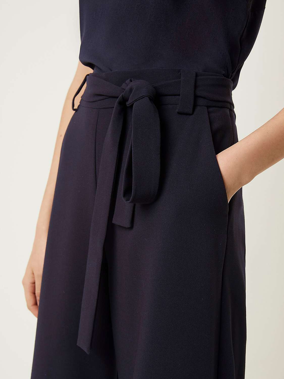 Buy French Connection Whisper Belted Cropped Trousers, Utility Blue Online at johnlewis.com