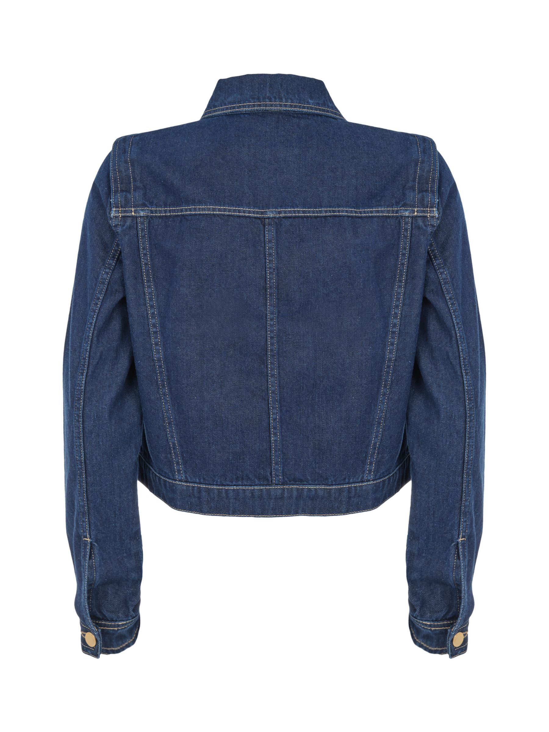 Mint Velvet Cropped Denim Jacket, Dark Blue at John Lewis & Partners