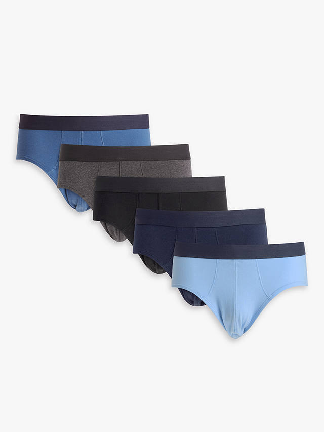 John Lewis ANYDAY Stretch Cotton Briefs, Pack of 5, Blue at John Lewis ...