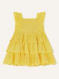 Monsoon Baby Shirred Tiered Dress, Yellow