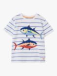 Crew Clothing Kids' Two Fish T-Shirt, Blue/White, Blue/White