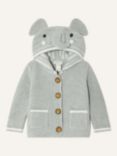 Monsoon Baby Harry Elephant Knit Cardigan, Grey