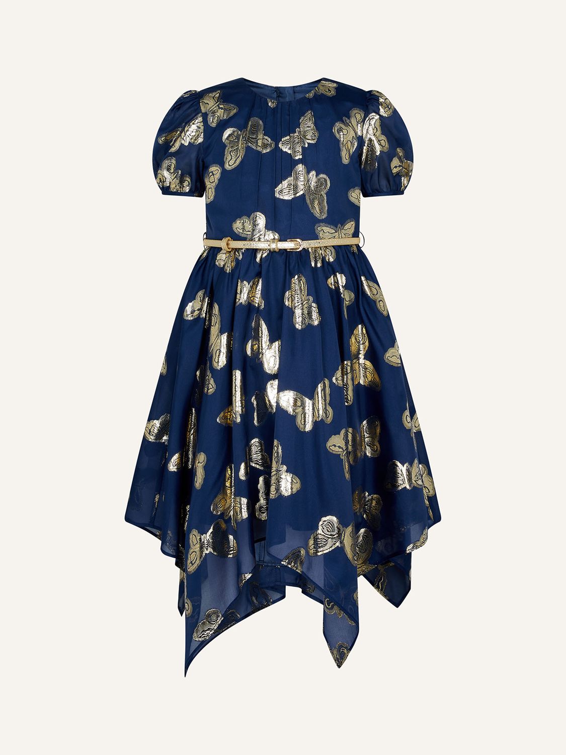 Monsoon Kids' Rosalie Butterfly Dress, Navy/Gold