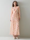 L.K.Bennett Florence Floral Silk Maxi, Cream/Red