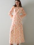 L.K.Bennett Florence Floral Silk Maxi, Cream/Red