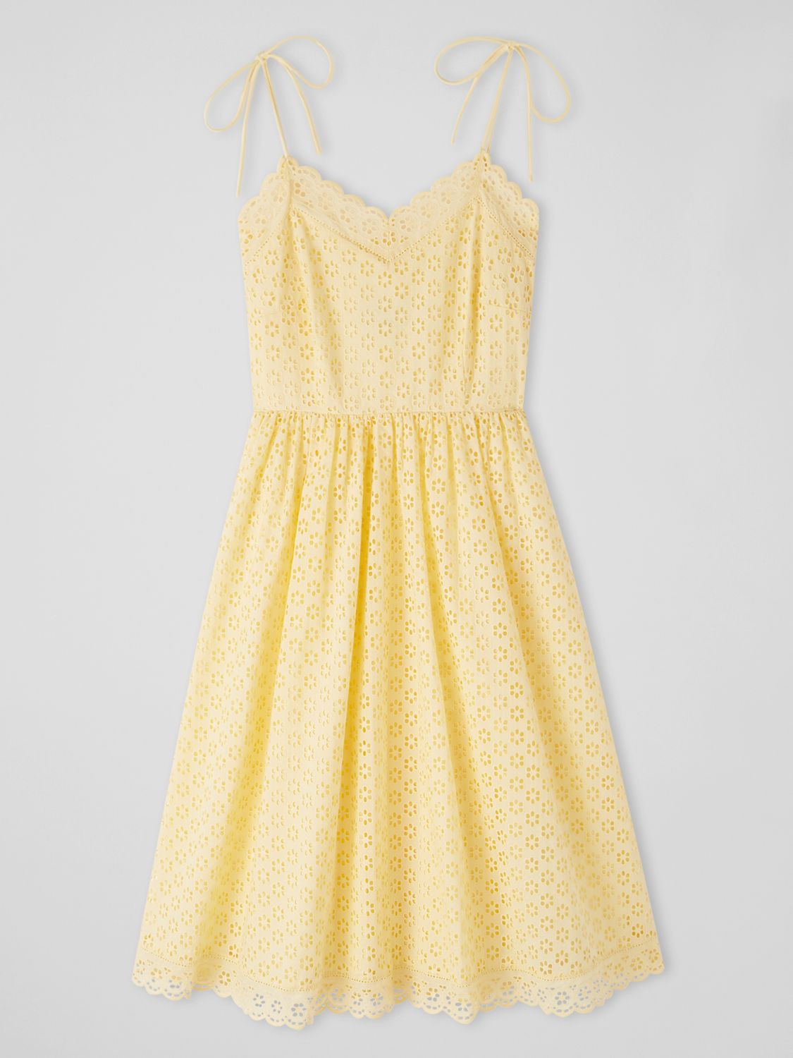 L.K.Bennett Francoise Broderie Swing Dress, Yellow at John Lewis & Partners