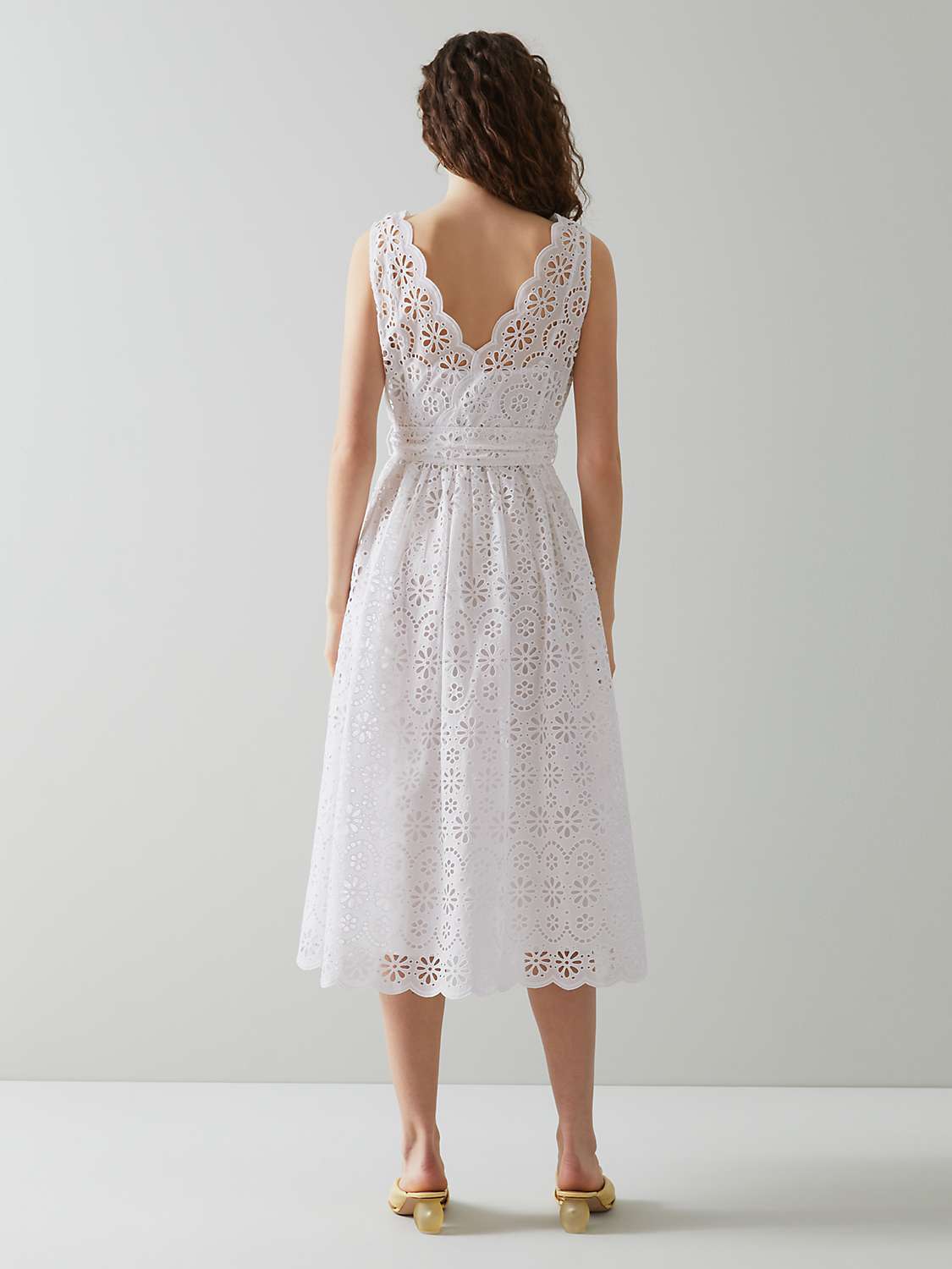 Buy L.K.Bennett Madeleine Broderie Anglaise Midi Dress, White Online at johnlewis.com
