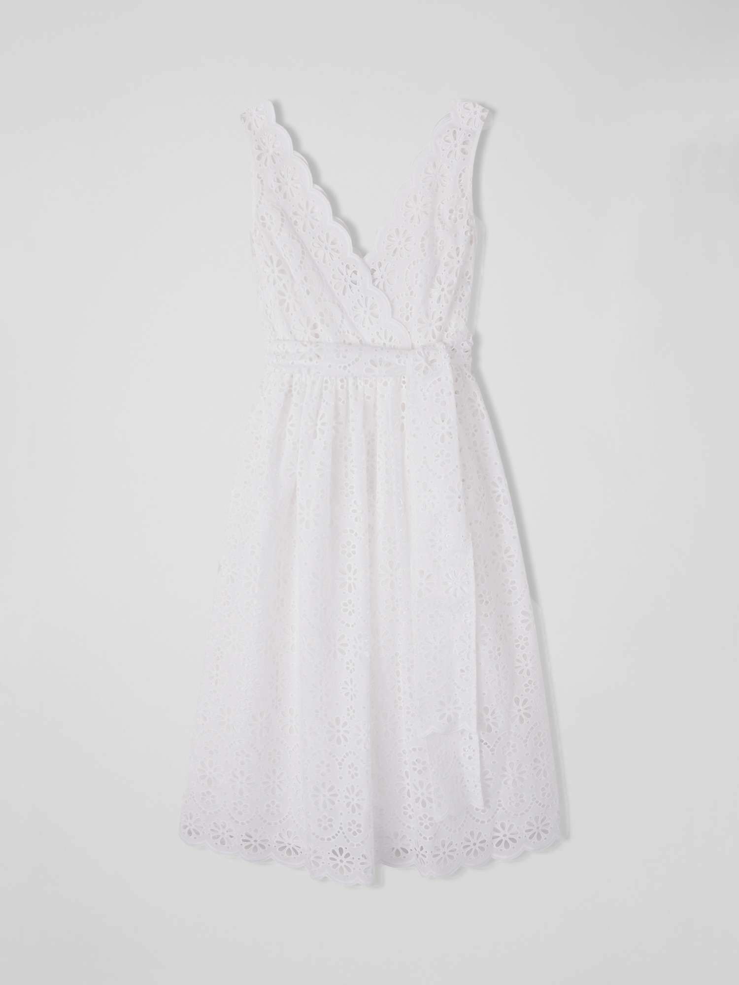 Buy L.K.Bennett Madeleine Broderie Anglaise Midi Dress, White Online at johnlewis.com