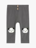 John Lewis Baby Panda Patch Ribbed Leggings, Grey