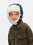 John Lewis Kids' Wolf Borg Trapper Hat, Blue/White