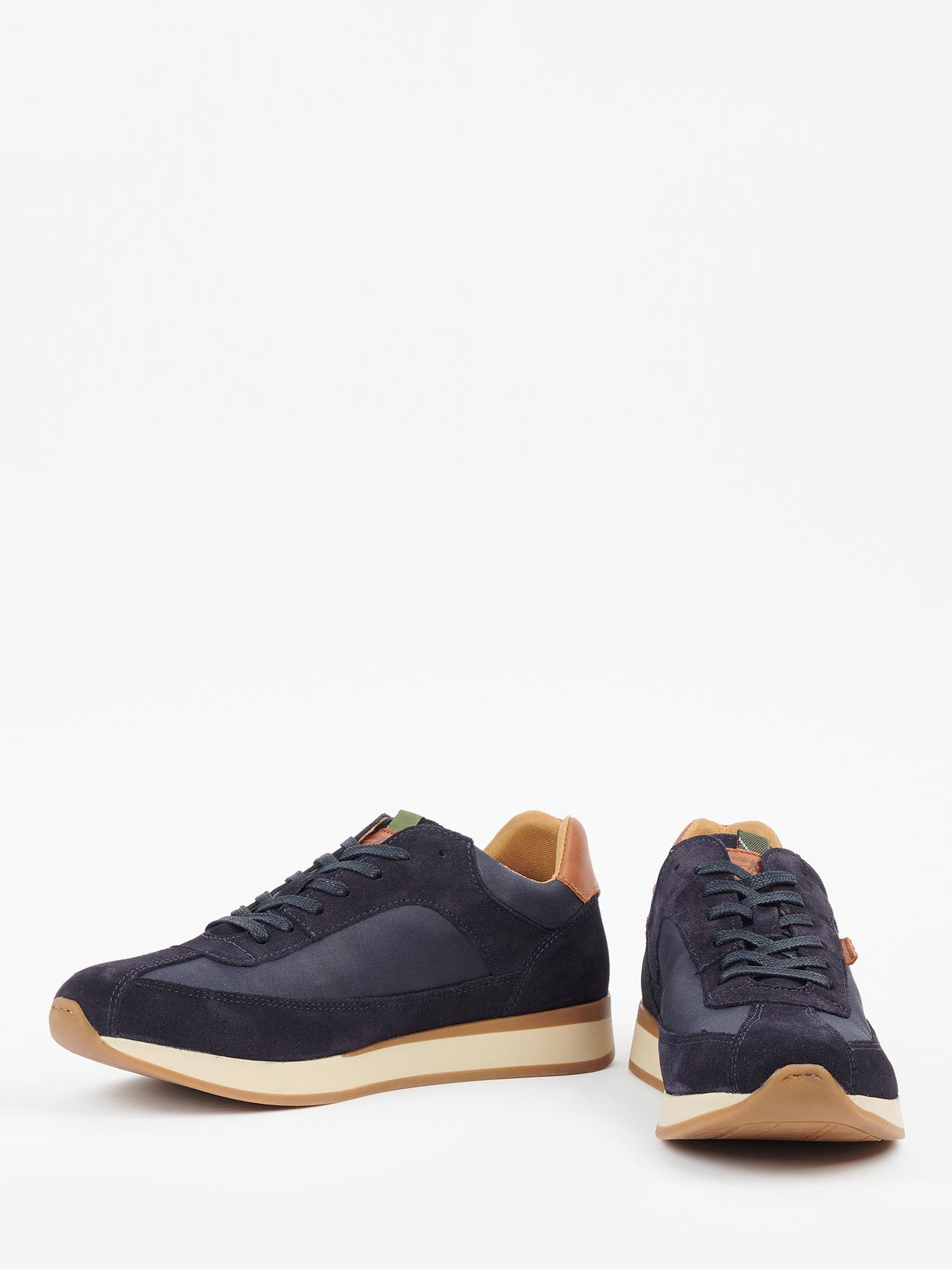 Barbour Isaac Suede Lace Up Trainers, Navy at John Lewis & Partners