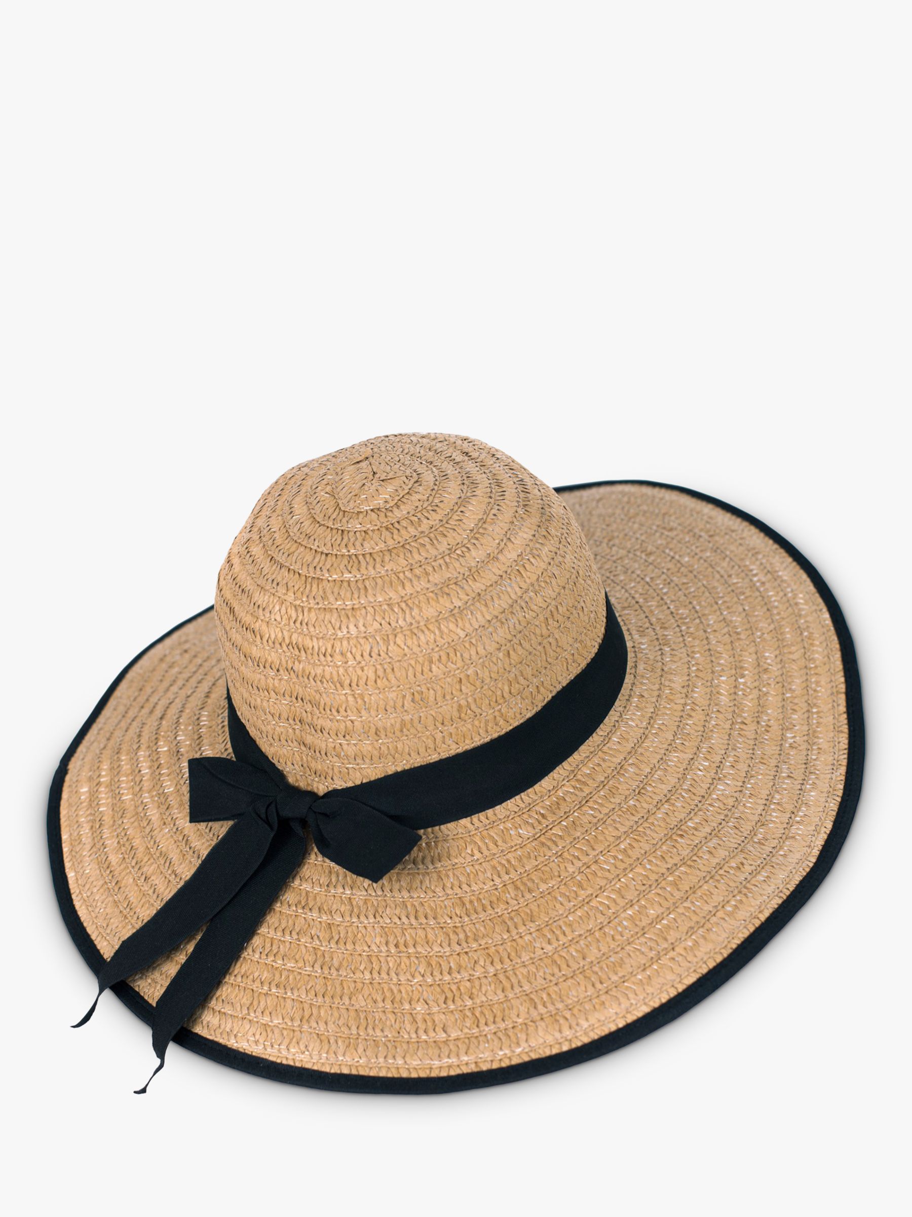 HotSquash Wide Brim Stripe Hat, Dark Beige