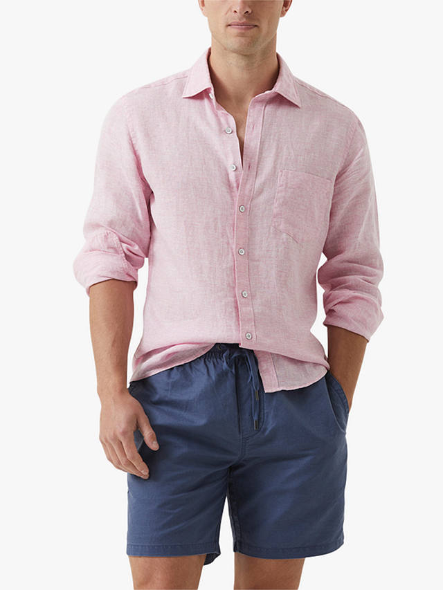 Rodd & Gunn Seaford Long Sleeve Slim Fit Linen Shirt, Wild Rose