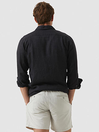 Rodd & Gunn Seaford Long Sleeve Slim Fit Linen Shirt, Black Sands