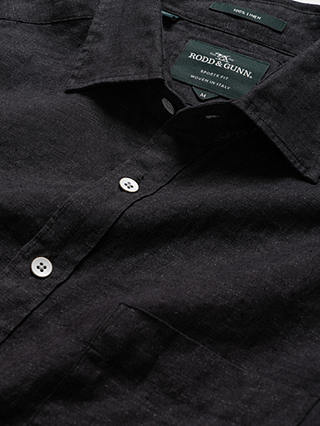 Rodd & Gunn Seaford Long Sleeve Slim Fit Linen Shirt, Black Sands