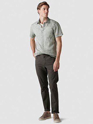 Rodd & Gunn Ellerslie Linen Slim Fit Short Sleeve Shirt, Sage