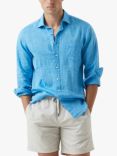 Rodd & Gunn Seaford Long Sleeve Slim Fit Linen Shirt, Cyan