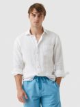 Rodd & Gunn Seaford Long Sleeve Slim Fit Linen Shirt, Snow