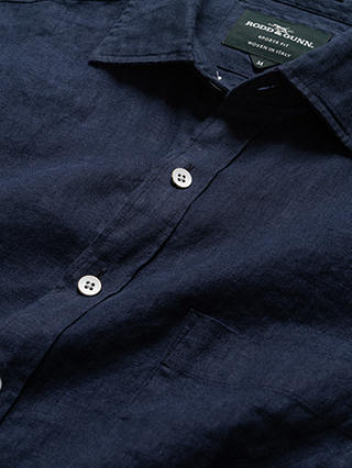 Rodd & Gunn Seaford Long Sleeve Slim Fit Linen Shirt, Midnight
