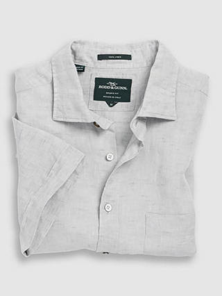 Rodd & Gunn Ellerslie Linen Slim Fit Short Sleeve Shirt, Vapour