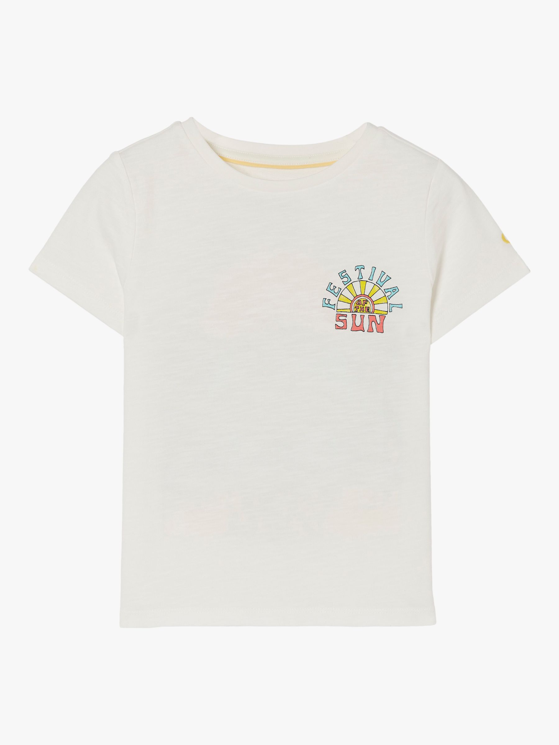 FatFace Kids' Festival Sun Print T-Shirt, Ecru at John Lewis & Partners