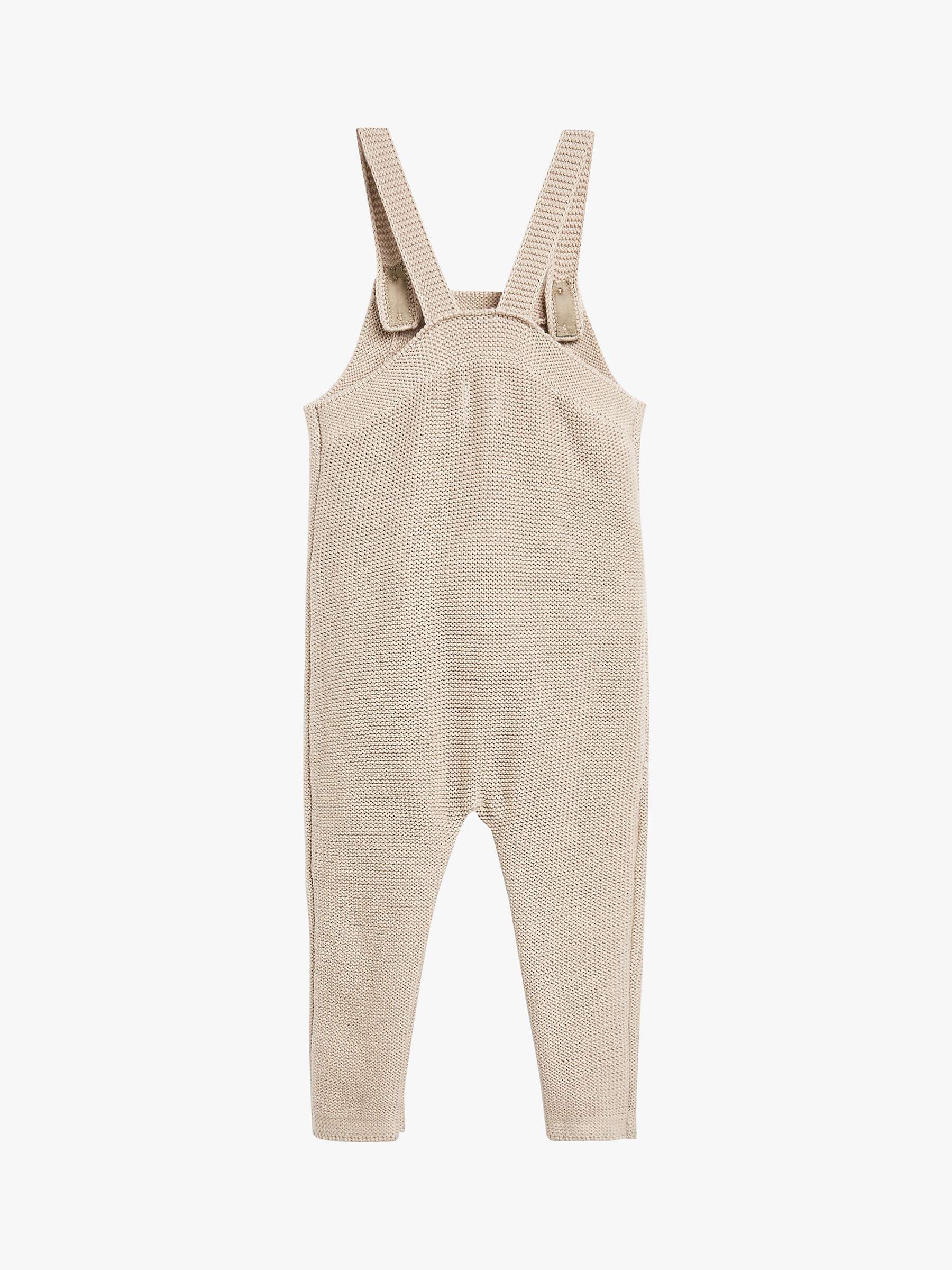 The Little Tailor Baby Knitted Dungarees, Fawn at John Lewis & Partners