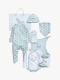 The Little Tailor 7 Piece Clothing, Booties, Blanket, Bib & Comforter Baby Gift Set, Blue/White