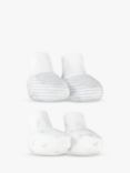 The Little Tailor Baby Stripe & Rocking Horse Booties, Pack of 2, White