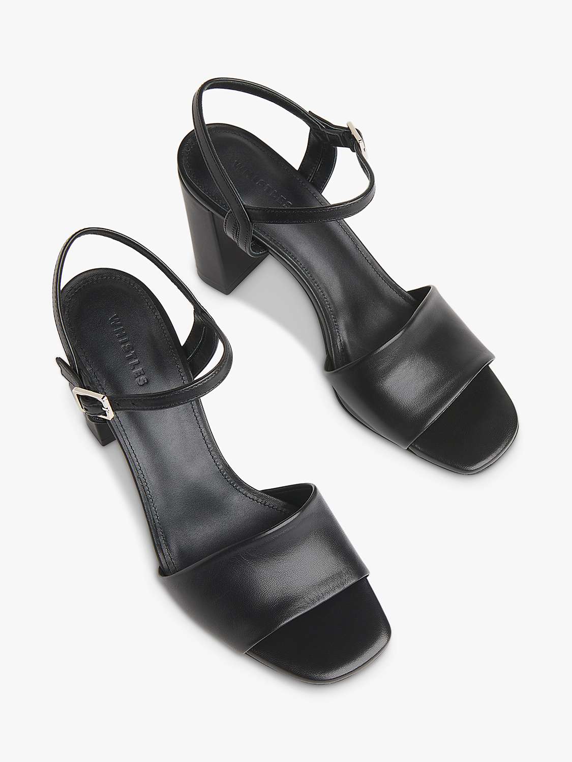 Buy Whistles Lilley Leather Block Heel Sandals, Black Online at johnlewis.com