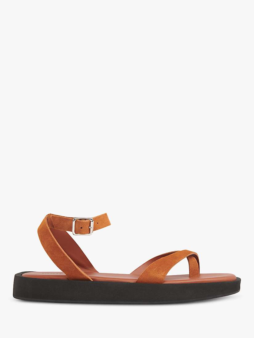 Whistles Renzo Suede Footbed Sandals, Tan at John Lewis & Partners