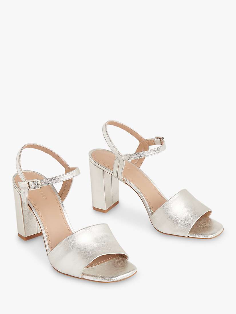 Buy Whistles Lilley Leather Block Heel Sandals, Silver Online at johnlewis.com